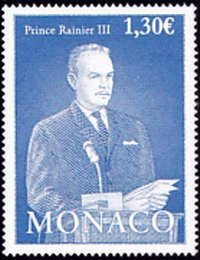 timbre de Monaco N° 3152 légende : Pince Rainier III - Exposition «Monaco et l'océan, de l'exploration à la protection»