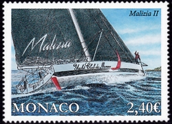 timbre de Monaco N° 3160 légende : Yachting - Malizia II