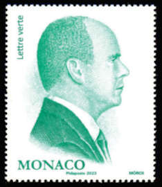 timbre de Monaco x légende : Effigie de S.A.S le prince Albert II