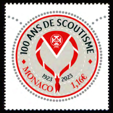 timbre de Monaco x légende : 100 ans de scoutisme