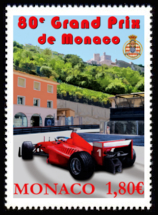 timbre de Monaco x légende : 80ème Grand prix de Monaco F1