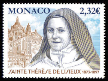 timbre de Monaco x légende : 150ème anniversaire de la naissance de Sainte Thérèse de Lisieux