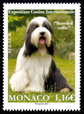 timbre de Monaco x légende : Exposition canine internationale