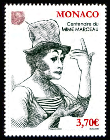 timbre de Monaco x légende : Centenaire du mime Marceau