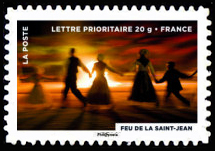 Le timbre fête le feu <br>Feu de la Saint Jean