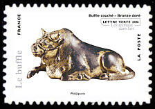  Série asiatique les animaux dans l'art <br>Buffle couché, bronze doré, Musée Guimet, Paris