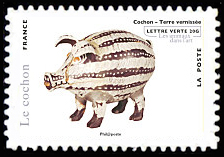  Série asiatique les animaux dans l'art <br>Cochon, terre vernissée, Cité de la Céramique, Sèvres