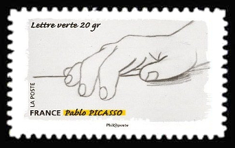  Le toucher, geste de la main <br>Croquis de Pablo Picasso (1881-1973)