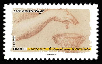  Le toucher, geste de la main <br>Croquis Anomyme - Ecole italienne XVIIe siècle