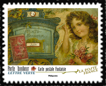  Carte postale fantaisie <br>Porte bonheur<br> Carnet «Vous avez 12 messages»