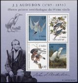 timbre Bloc feuillet N° 18, Arts décoratif hommage au peintre ornithologue J J Audubon (1785-1851)