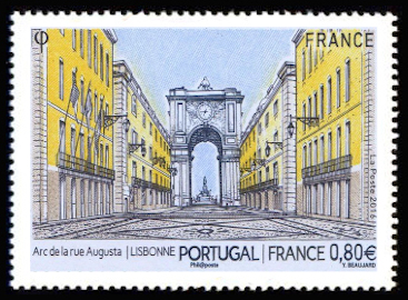  Emission commune France Portugal <br>Rue Augusta et arc de de triomphe à Lisbonne au Portugal
