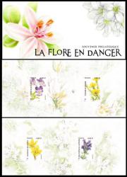 timbre N° 155 et 155A, La flore en danger, bloc souvenir