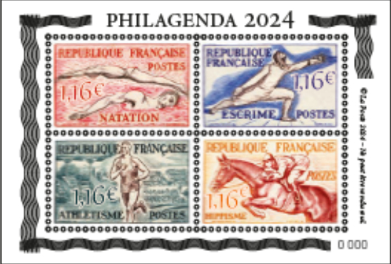  76e Salon philatélique d'automne <br>Philagenda 2024 avec bloc de 4 timbres