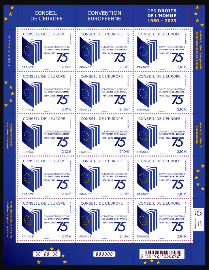  Conseil de l'Europe <br>Convention européenne des droits de l'homme 1950-2025  75ans
