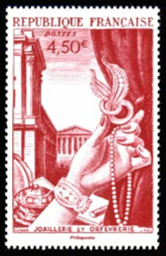  Agenda 2026 illustré par les timbres de la série «luxe» <br>Joaillerie et  orfevrerie timbre de 1954