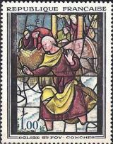 timbre N° 1377, Vitrail de l'église Sainte-Foy à Conches