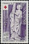timbre N° 1910, Eglise de Brou - Sainte Barbe - Croix rouge