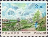 timbre N° 2136, Camille Pissarro( 180-1903)  «La sente du chou»
