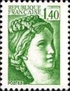 timbre N° 2154, Sabine 1F40 vert