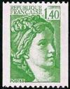 timbre N° 2157, Sabine 1F40 vert pour roulette