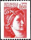 timbre N° 2158, Sabine 1F60 rouge pour roulette