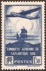 timbre N° 320, 100ème traversée aérienne de l'Atlantique-sud par les avions postaux français