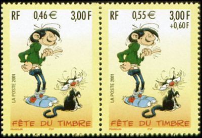  Fête du timbre, Gaston Lagaffe personnage de bande dessinée créée André Franquin en 1957. 
