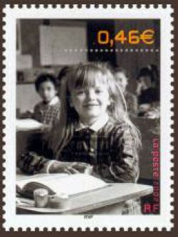  Le siècle au fil du timbre : Vie quotidienne <br>Sur les bancs de l'école - photo de 1960