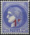 timbre N° 487, Cérès 1F sur 2F25 outremer