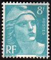 timbre N° 810, Marianne de Gandon 8 F bleu-clair