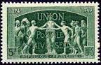 timbre N° 850, 75ème anniversaire de l'Union Postale Universelle