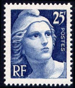  Centenaire du timbre - Marianne de Gandon 25F bleu 