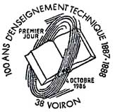 Oblitération 1er jour à Voiron le 5 octobre 1986