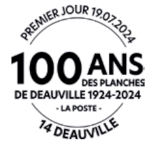 Oblitération 1er jour le 19 et 20 juillet 2024<br>- Au carré d'Encre de 10h à 19h, 13 bis rue des Mathurins, 75009 PARIS<br>- Le vendredi 19 juillet de 9h30 à 18h, et le samedi 20 juillet de 10h à 17h, Place Claude Lelouch, 14800 DEAUVILLE.